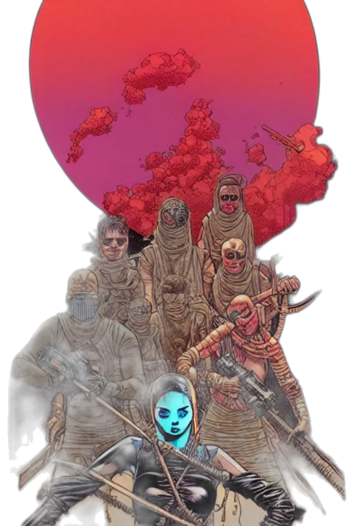 mask, comic book art, concept art, fantasy art, outer space, fire, red, colorful transparent PNG cut-out