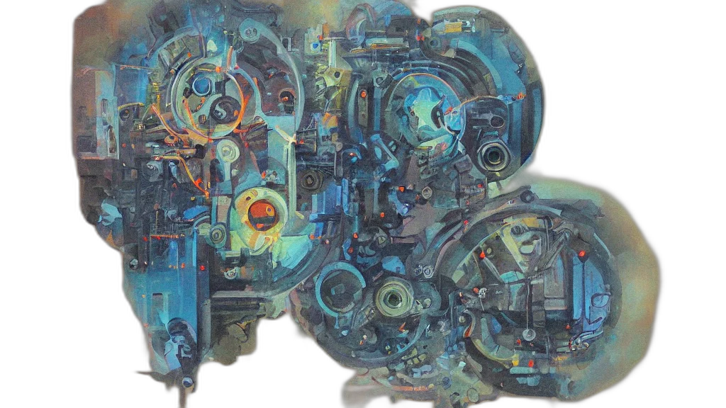 robot, mask, car, weapon, concept art, cyberpunk, blue, machine transparent PNG cut-out