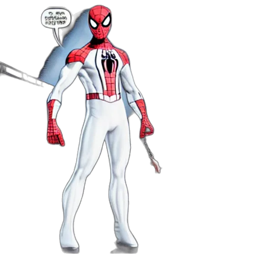 comic book art, concept art, photorealistic, hyperdetailed, photograph, white, suit, spider transparent PNG cut-out
