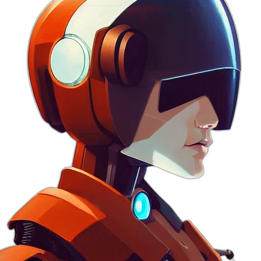robot, face, concept art, comic book art, 3d render, cyberpunk, red, colorful transparent PNG cut-out