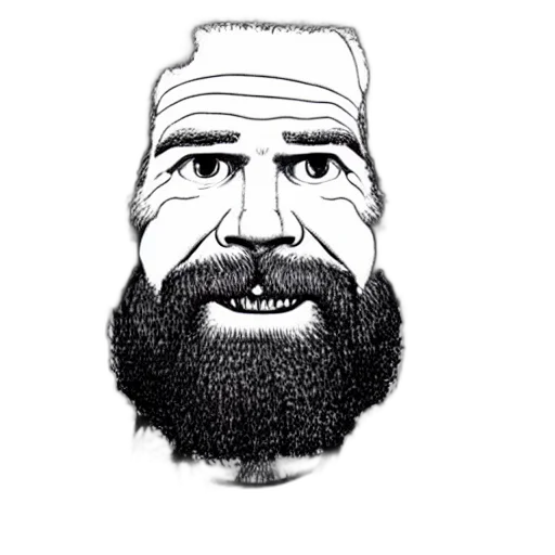 face, cartoon, comic book art, pencil sketch, photorealistic, bob, ross, portrait transparent PNG cut-out
