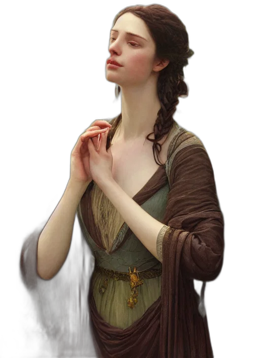 dress, jewelry, staff, crown transparent PNG cut-out