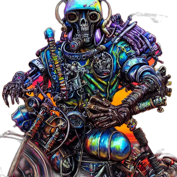robot, weapon, jacket, staff, cyberpunk, concept art, fantasy art, comic book art transparent PNG cut-out