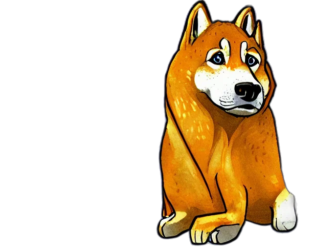 animal, concept art, watercolor, pixel art, 3d render, golden, doge, wizard transparent PNG cut-out