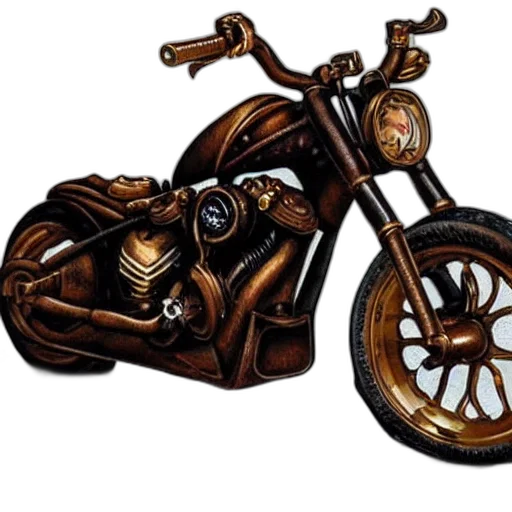 weapon, concept art, photorealistic, cartoon, 3d render, steampunk, harley, davidson transparent PNG cut-out
