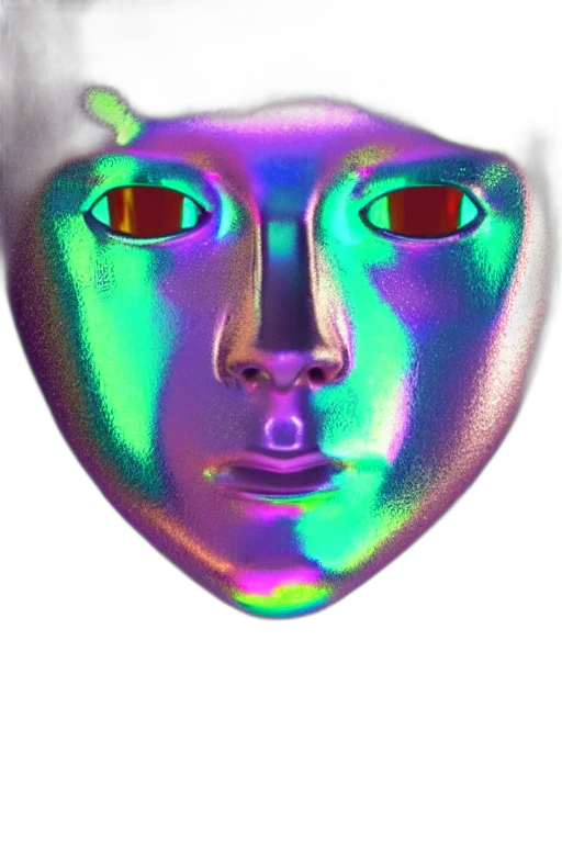 mask, face, robot, creature, vaporwave, 3d render, photorealistic, cyberpunk transparent PNG cut-out