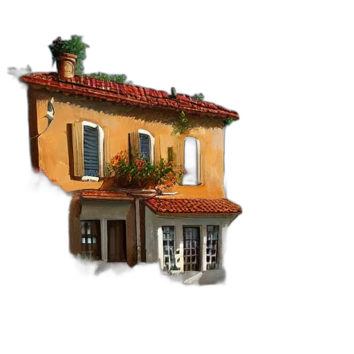 building, furniture, umbrella, 3d render transparent PNG cut-out