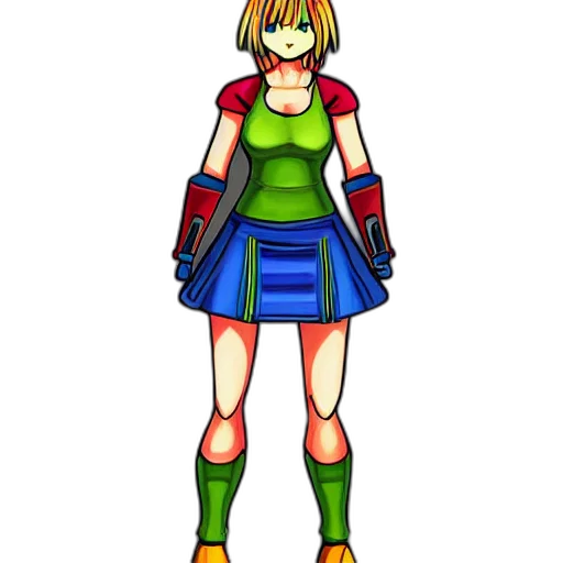 dress, staff, concept art, pixel art, 3d render, cartoon, neon, colorful transparent PNG cut-out