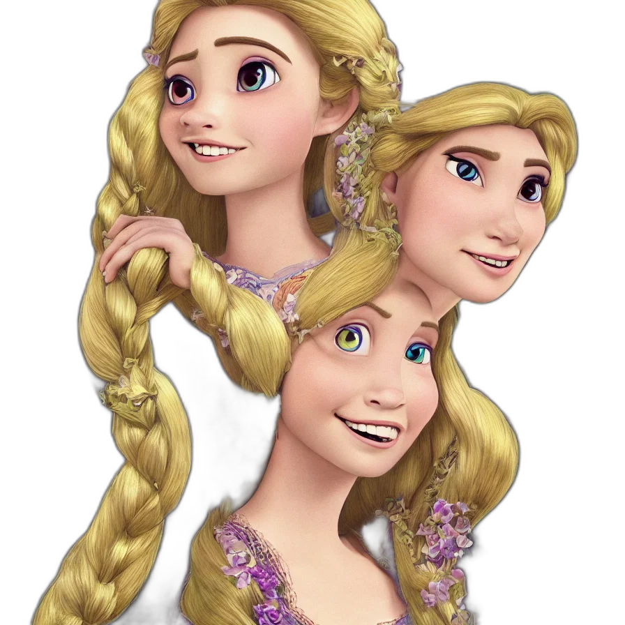 crown, hair, dress, face, cartoon, 3d render, concept art, fantasy art transparent PNG cut-out