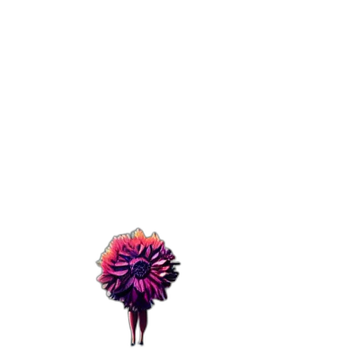 flower, hair, umbrella, creature, pixel art, concept art, vaporwave, 3d render transparent PNG cut-out