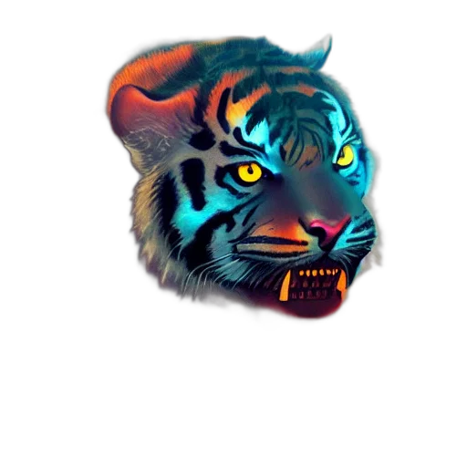 animal, concept art, pixel art, 3d render, photorealistic, blue, tiger, made transparent PNG cut-out