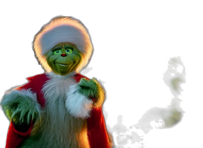 3d render, snow, bob, ross, grinch, movie, still, cinematic transparent PNG cut-out
