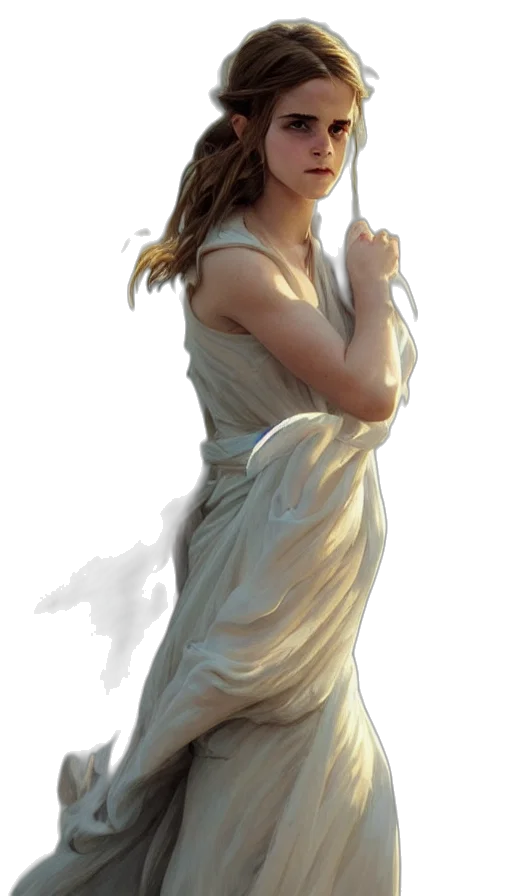dress, staff, face, jewelry transparent PNG cut-out