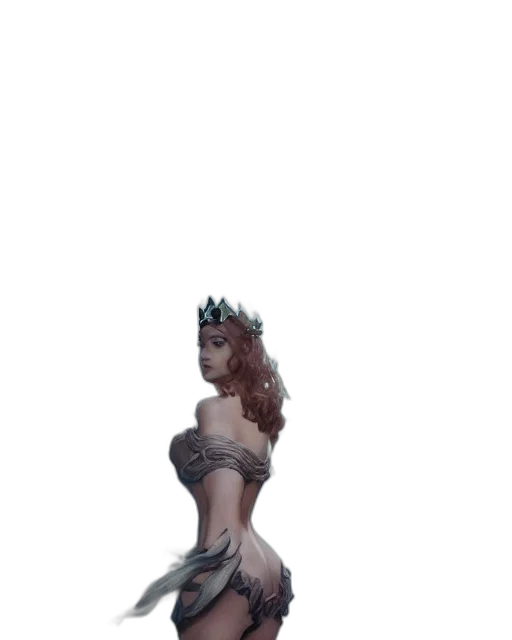 dress, crown, creature, robot, concept art, 3d render, fantasy art, pixel art transparent PNG cut-out