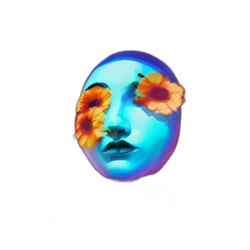 mask, face, flower, creature, vaporwave, 3d render, concept art, pixel art transparent PNG cut-out