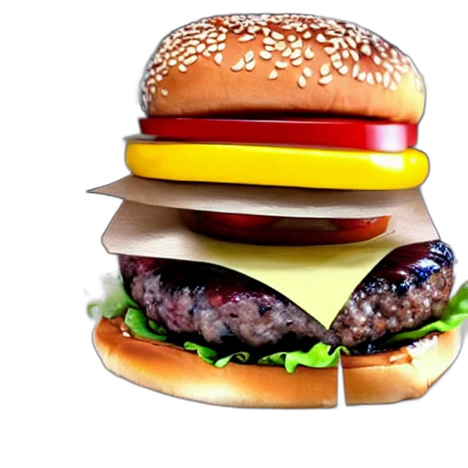 food, animal, 3d render, photorealistic, concept art, pixel art, burger, top transparent PNG cut-out