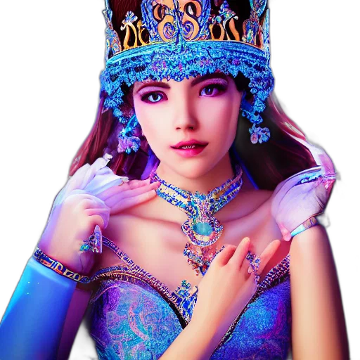 crown, jewelry, mask, dress, fantasy art, photorealistic, concept art, 3d render transparent PNG cut-out