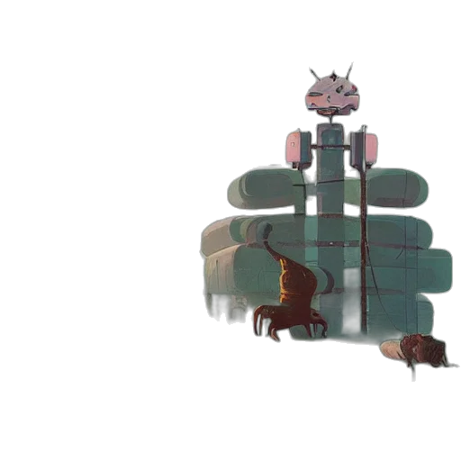 crown, robot, hat, creature, concept art, pixel art, 3d render, fantasy art transparent PNG cut-out