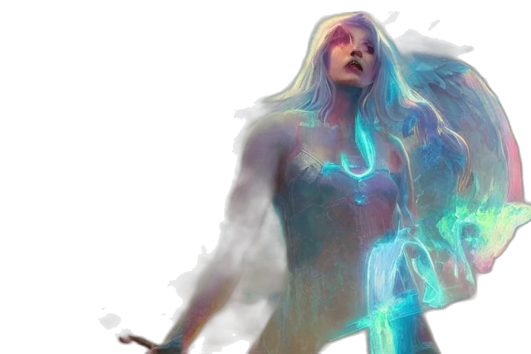 concept art, comic book art, fantasy art, cyberpunk, neon lights, blue, infographic, heavenly transparent PNG cut-out