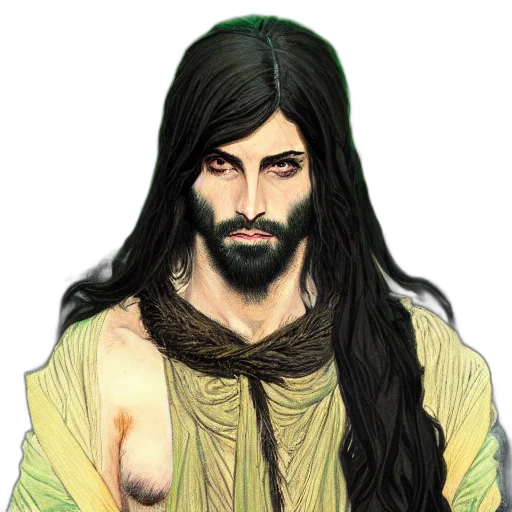 fantasy art, concept art, photorealistic, comic book art, green, eyes, portrait, painting transparent PNG cut-out