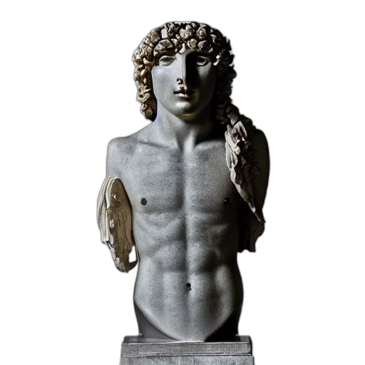 photorealistic, 3d render, antinous, statue, wearing, venetian, masquerade, mask transparent PNG cut-out