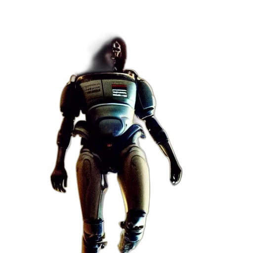 robot, creature, mask, jacket, concept art, 3d render, cyberpunk, pixel art transparent PNG cut-out