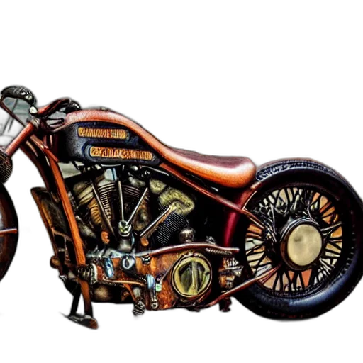 photorealistic, 3d render, concept art, steampunk, harley, davidson transparent PNG cut-out