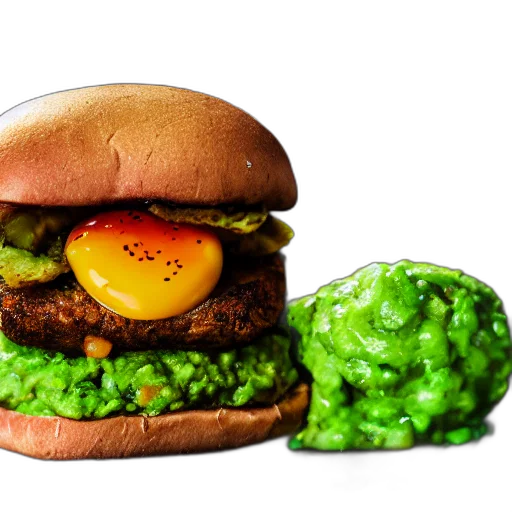 food, photorealistic, 3d render, green, juicy, vegan, hamburger, topped transparent PNG cut-out