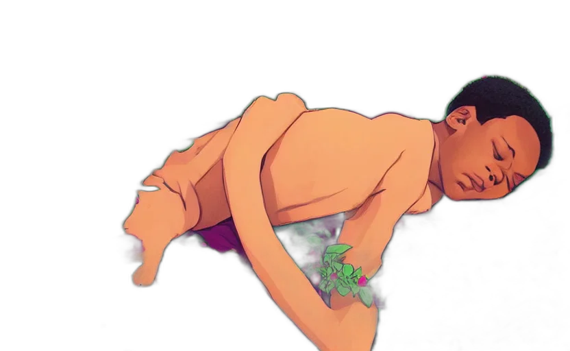 watercolor, concept art, cartoon, anime, underwater, pastel, african, boy transparent PNG cut-out