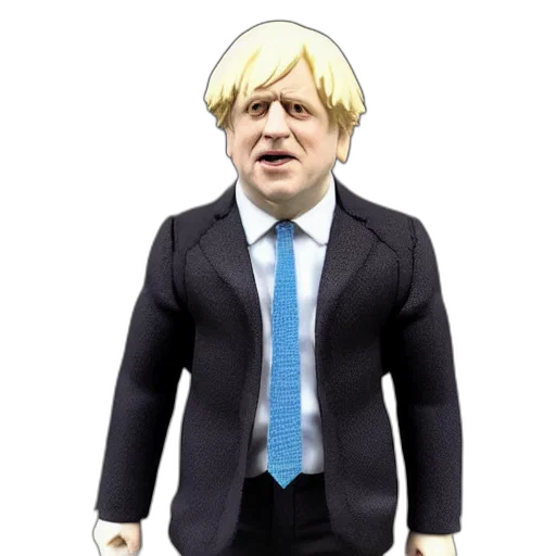 3d render, cartoon, boris, johnson, action, figure, figurine, product transparent PNG cut-out