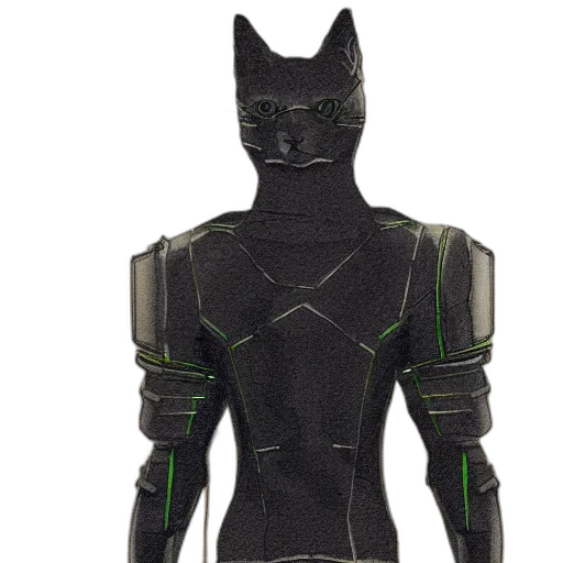 robot, mask, cyberpunk, 3d render, concept art, comic book art, cat, suit transparent PNG cut-out