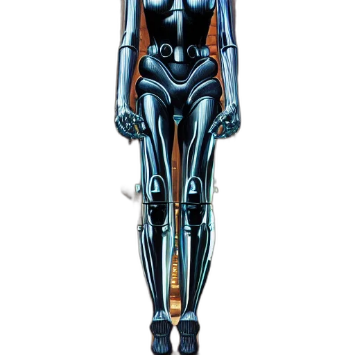 robot, weapon, staff, dress, cyberpunk, concept art, 3d render, comic book art transparent PNG cut-out