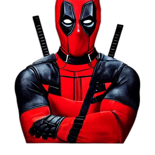 weapon, comic book art, concept art, pixel art, 3d render, red, portrait, deadpool transparent PNG cut-out