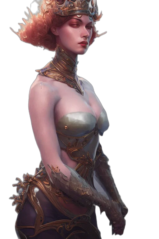 dress, crown, hat, staff, concept art, fantasy art, photorealistic, 3d render transparent PNG cut-out