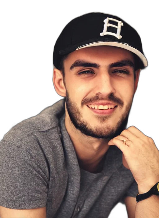 hat, face, jacket, photorealistic transparent PNG cut-out