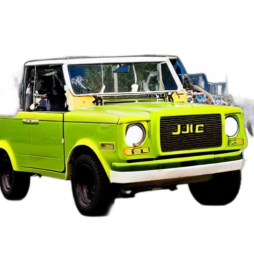 car, photorealistic, 3d render, cj7 transparent PNG cut-out