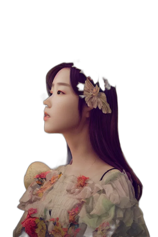 crown, face, flower, dress transparent PNG cut-out