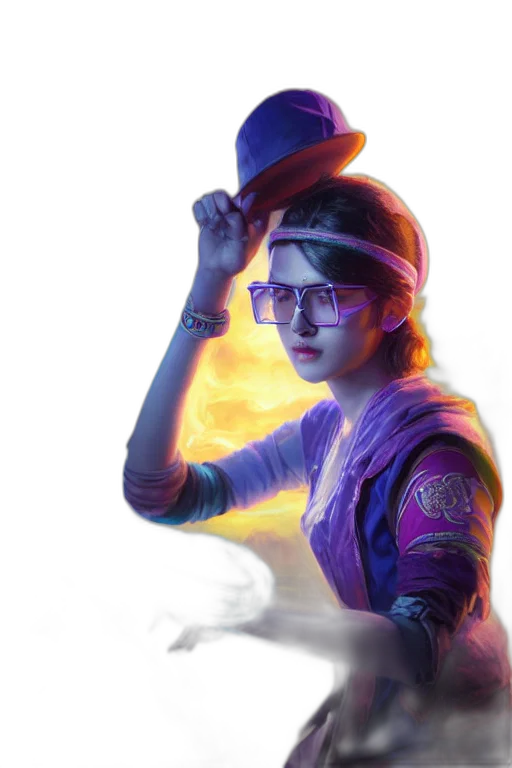 staff, hat, concept art, photorealistic, fantasy art, 3d render, blue, character transparent PNG cut-out