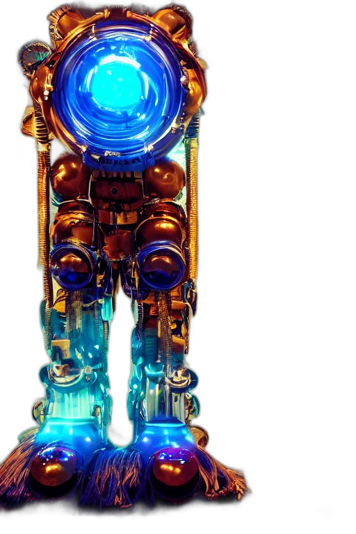 robot, staff, weapon, bottle, 3d render, concept art, cyberpunk, pixel art transparent PNG cut-out