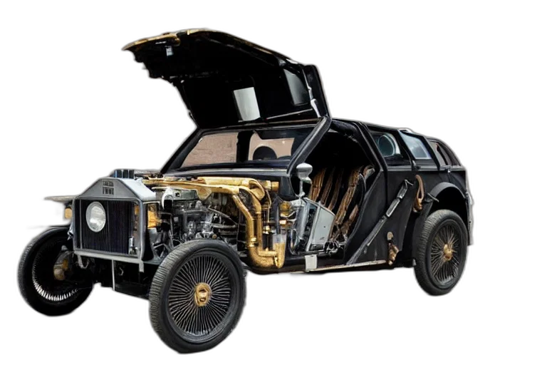 car, steampunk, delorean transparent PNG cut-out