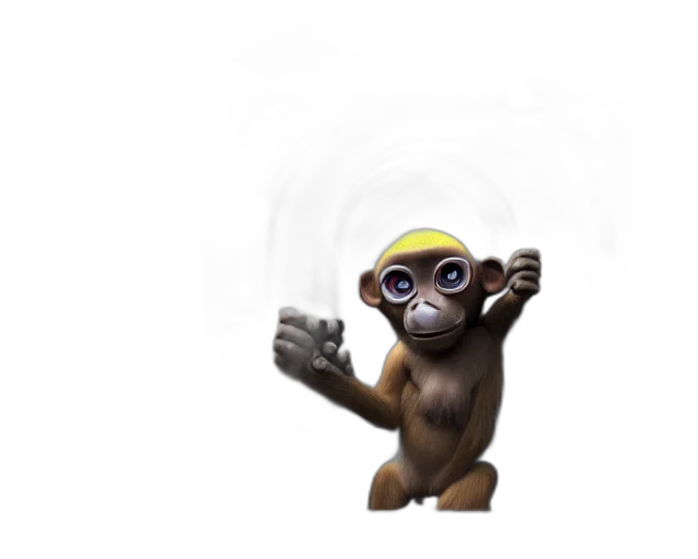 staff, animal, creature, concept art, 3d render, photorealistic, pixel art, monkey transparent PNG cut-out