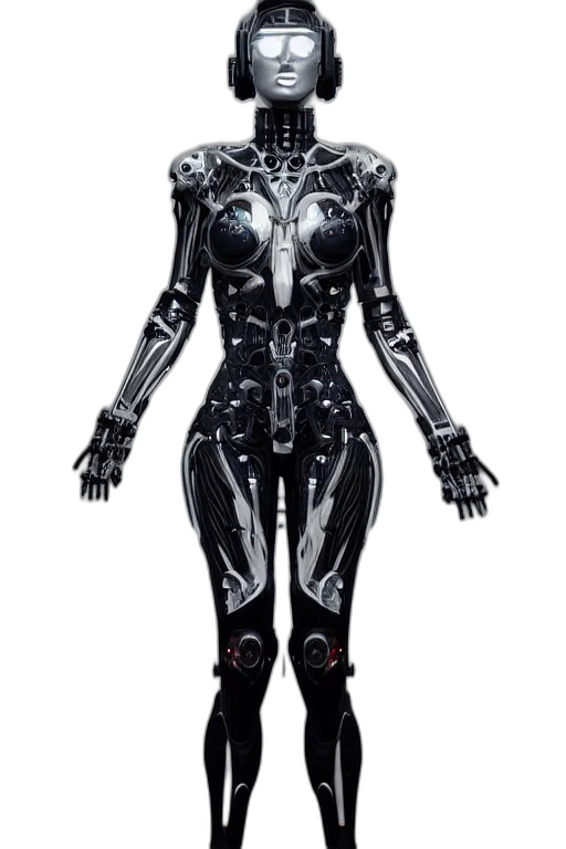 robot, dress, cyberpunk, concept art, 3d render, comic book art, monochrome, beautifull transparent PNG cut-out