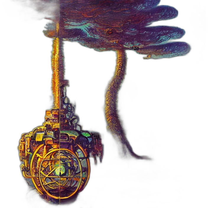 creature, staff, robot, mask, concept art, fantasy art, watercolor, photorealistic transparent PNG cut-out
