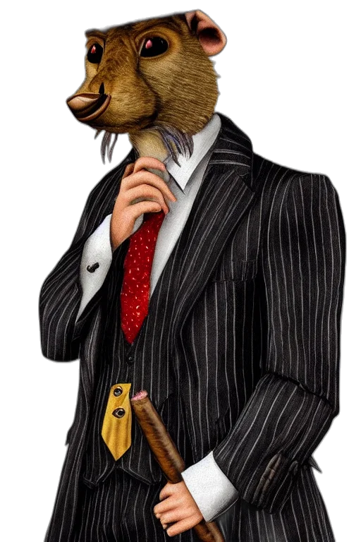 mask, staff, animal, jacket, photorealistic, cartoon, concept art, 3d render transparent PNG cut-out