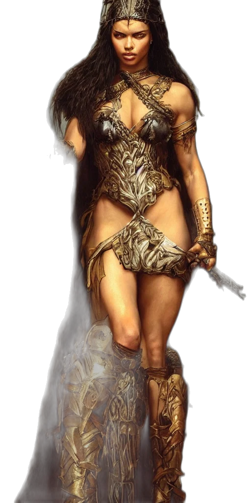 sword, staff, dress, fantasy art transparent PNG cut-out