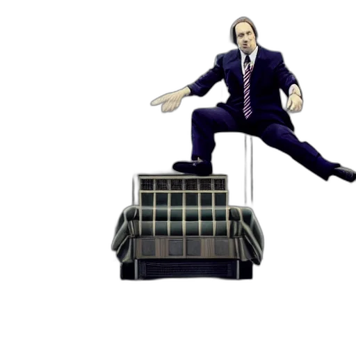 furniture, concept art, 3d render, saul, goodman, doing, kickflip, across transparent PNG cut-out