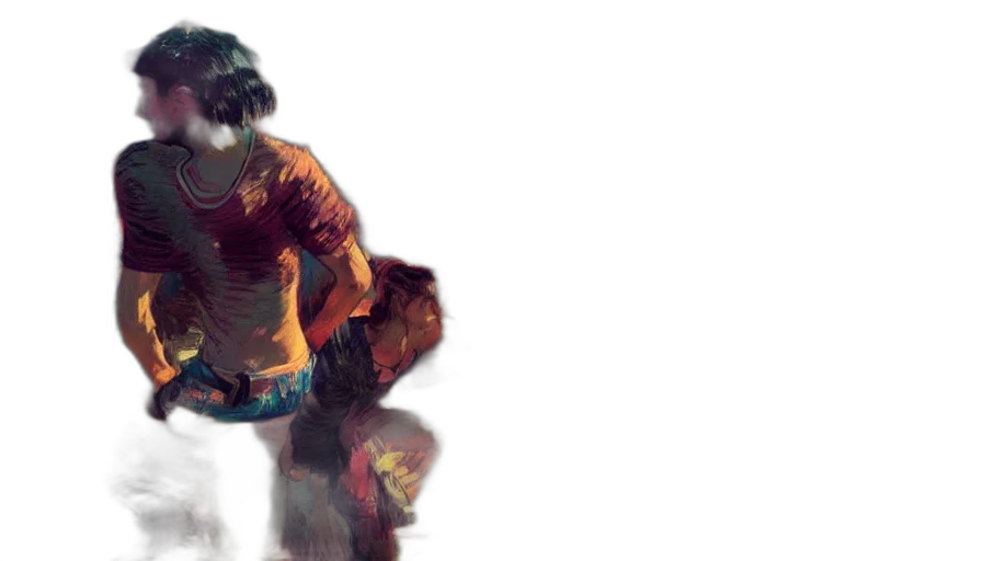 concept art, comic book art, cyberpunk, watercolor transparent PNG cut-out