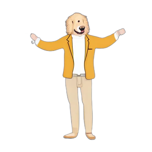 jacket, staff, animal, creature, cartoon, 3d render, concept art, pixel art transparent PNG cut-out