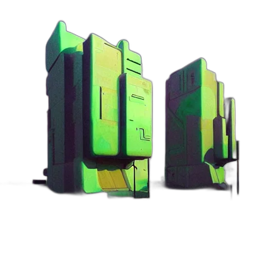 building, robot, furniture, weapon, 3d render, concept art, pixel art, cyberpunk transparent PNG cut-out