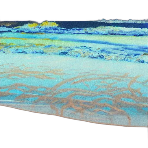 oil painting, underwater, beach, outer space, blue, acrylic, painting, landscape transparent PNG cut-out
